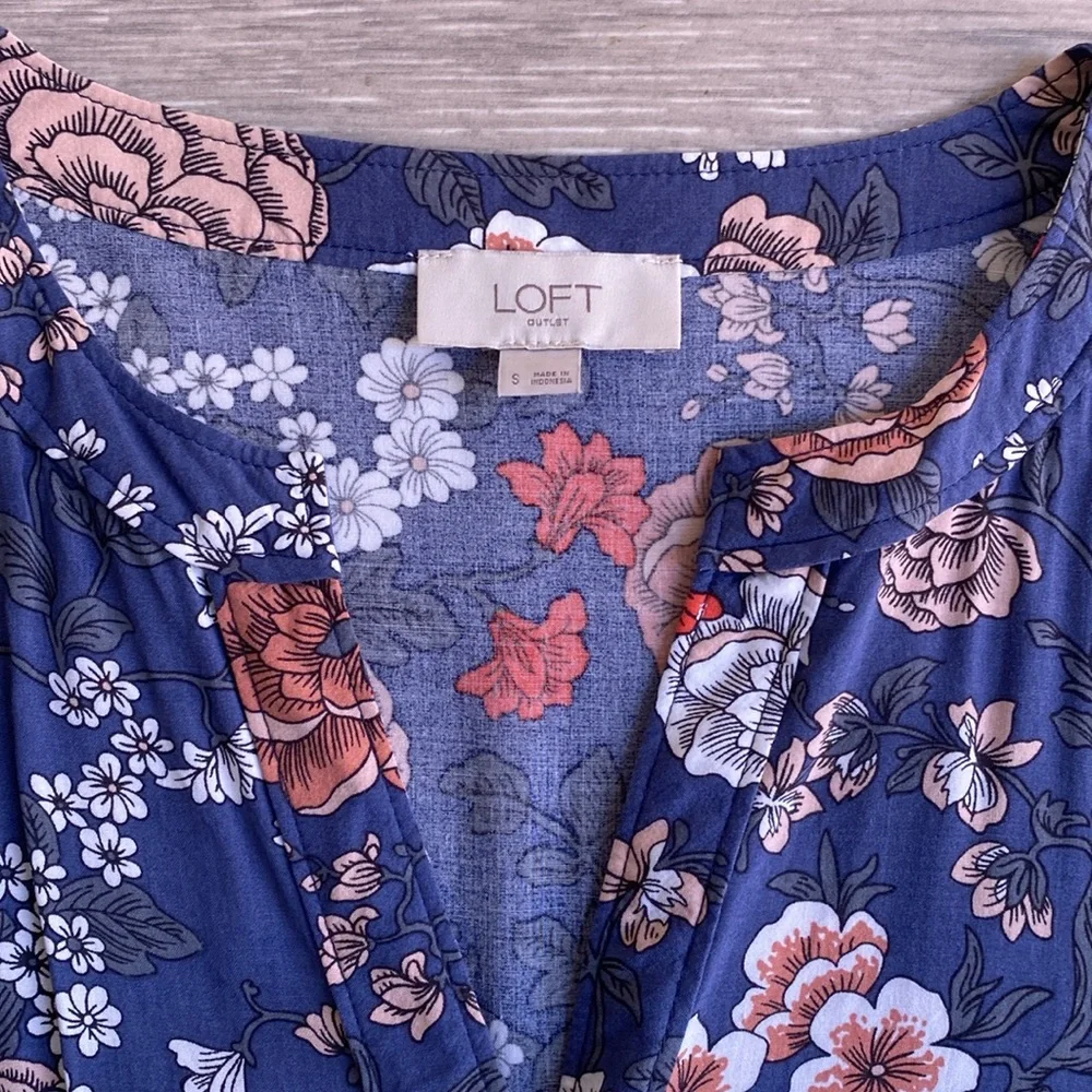 Loft Dress Blue Floral Pattern S - Picture 4 of 13